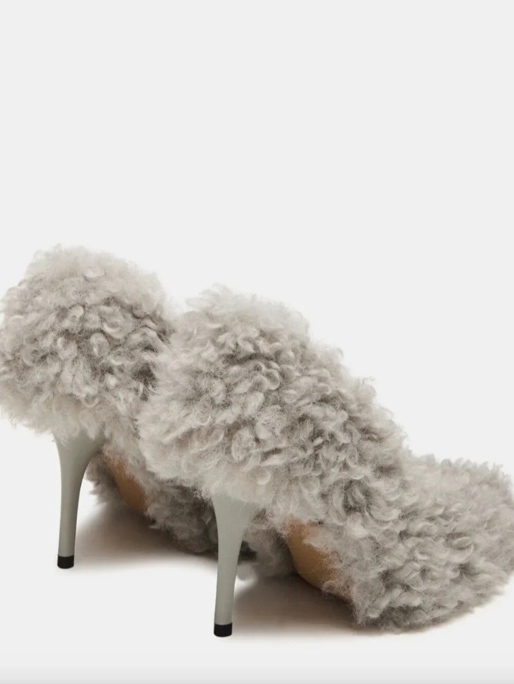 Steve Madden Faux Shearling Light Blue/Grey Pointed-Toe Stiletto Pump
